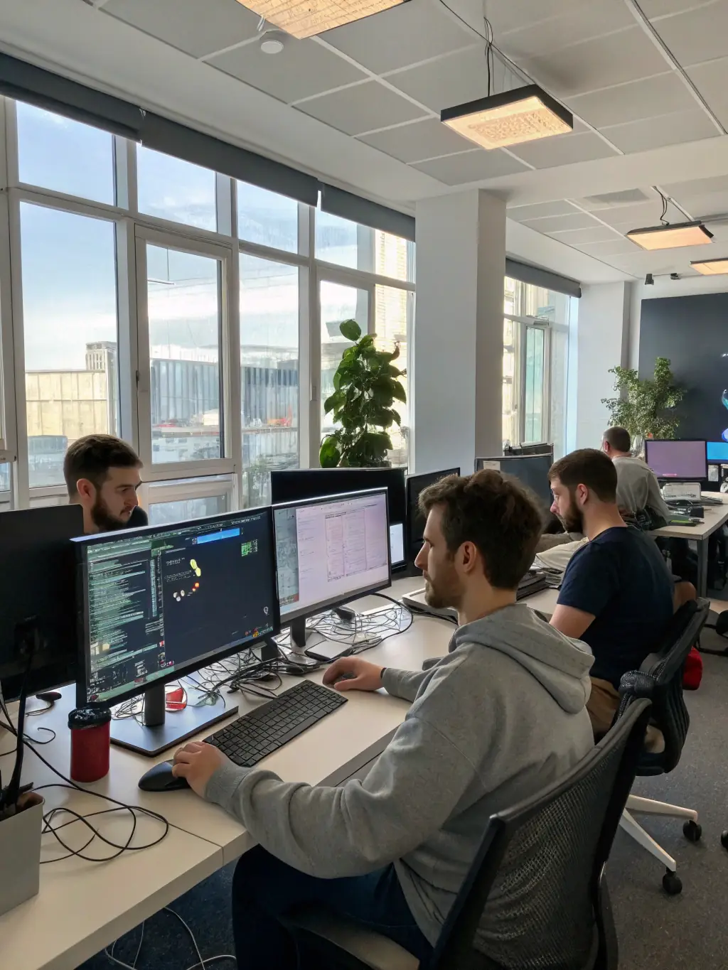 A visually appealing image of a FRENCH TOUCH (FT) game development workshop, with participants learning about game design and programming.