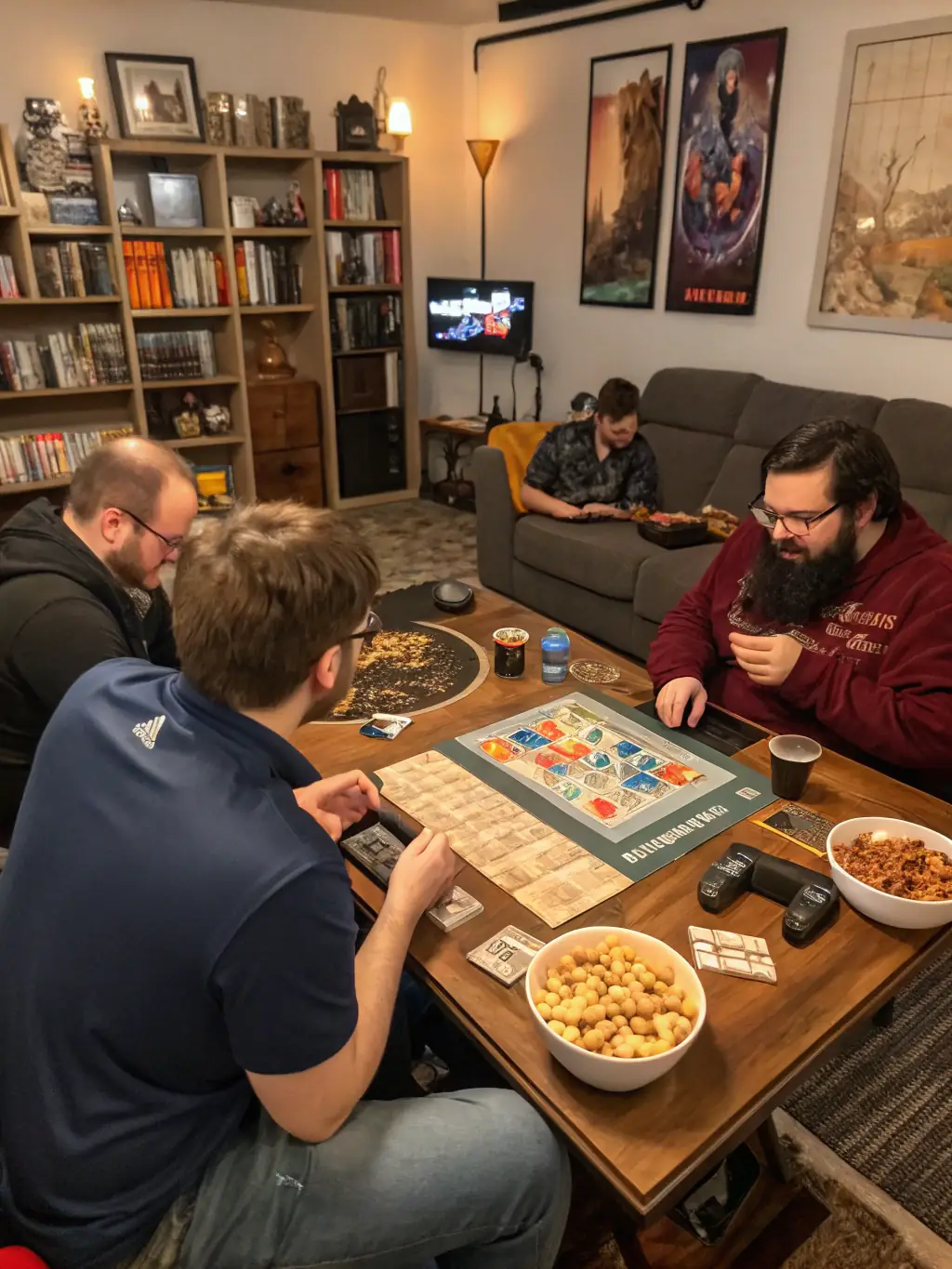 An image depicting a FRENCH TOUCH (FT) community event, with players socializing, sharing strategies, and enjoying a friendly atmosphere.